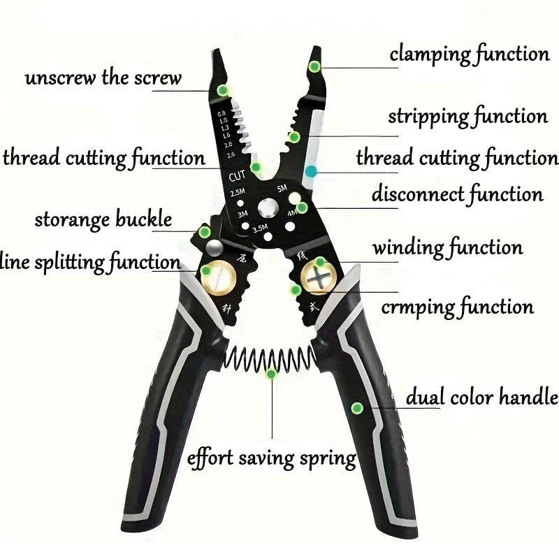 Девять в одном многофункциональный инструмент для зачистки оборванных проводов, специальные электрические разрезные кусачки для намотки, клещи для зачистки проводов и обжима кожи