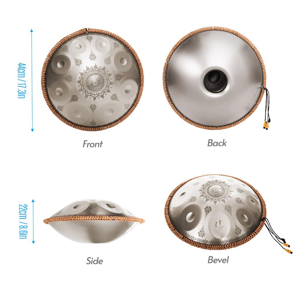 Mini Handpan Steel Hand Drum In C Tone 9 Notes 16 Inches Percussion Instrument Alloy Steel with