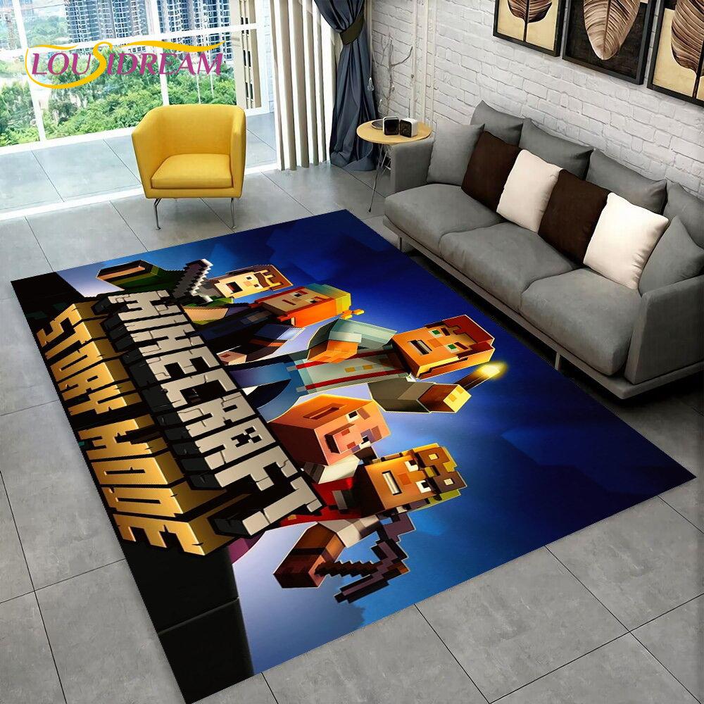 3D MC Песочница Игры Геймер Мультяшный Ковер, Ковер для Гостиной Спальни Дивана Прихожей Декор, Детский Нескользящий Напольный Коврик