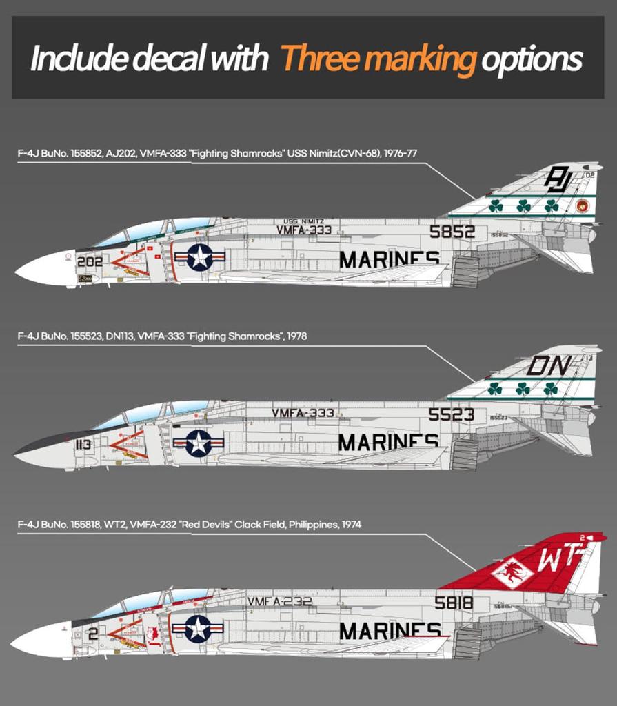 Пластиковая модель самолета Academy American Phantom II Shamrocks 12356 1/48 F-4J VMFA-333 (Самолет)