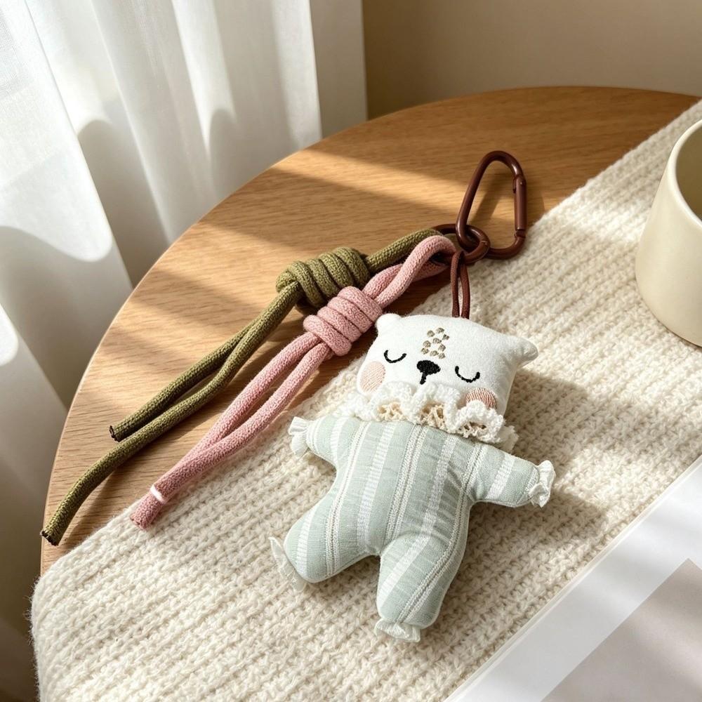 Polyester Plush Pendant Soft Texture Backpack Charm Vintage Cloth Animal Keychain Gift