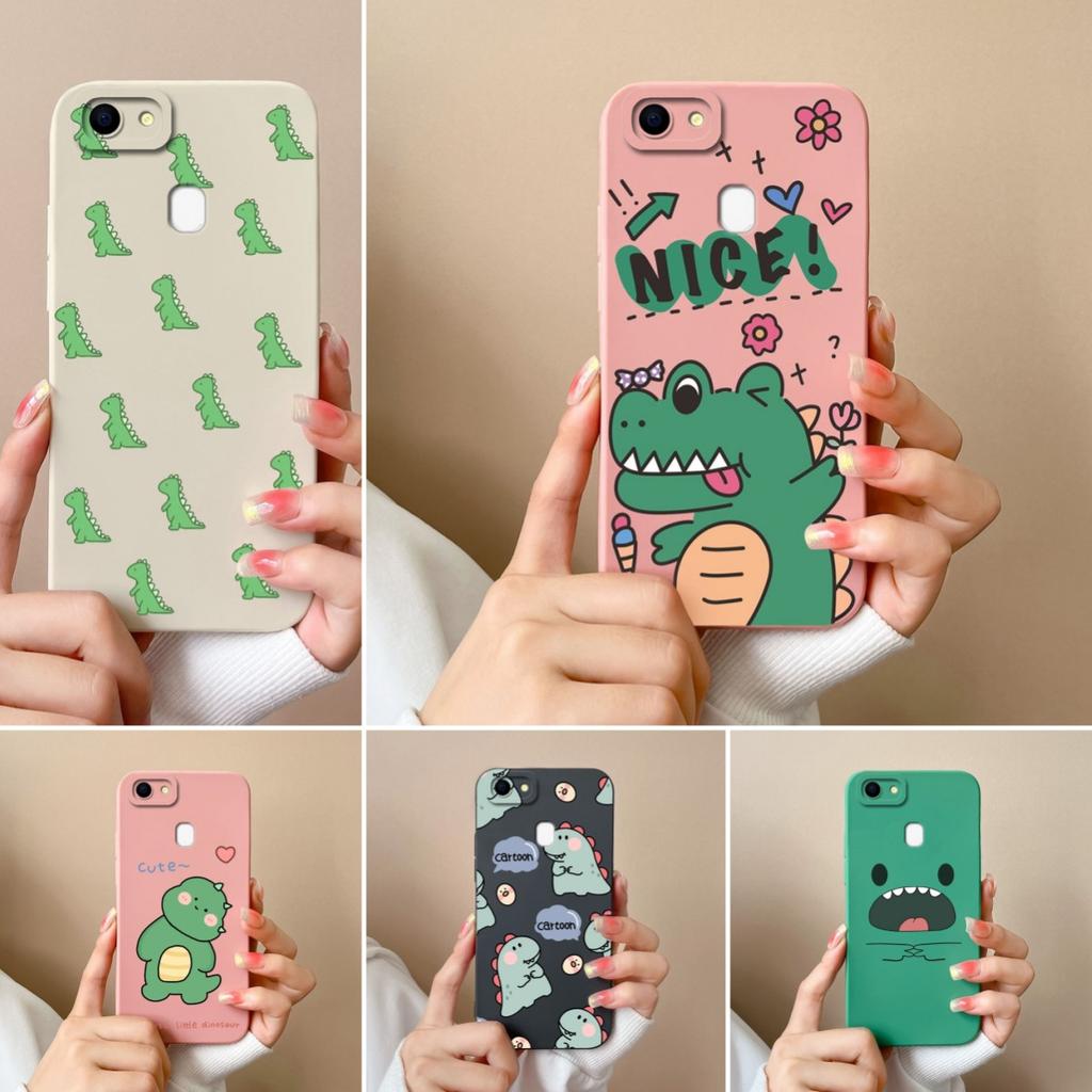 For Oppo F5 F15 F7 F9 F11 F21 F17 F19 Pro Plus Phone Case Cute Anime Dinosaur Pattern Soft Slim Silicone Camera Protection Cover For Oppo Bumper Shell
