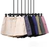 Fashion Women Pants High Waist Spring Summer Comfortable Linen Shorts Pants Solid Drawstring Large Size Thin Loose Wide Leg Shorts