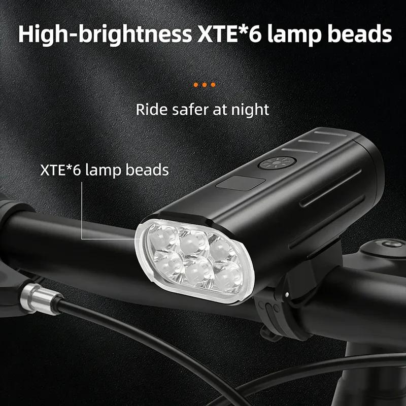 BUCKLOS Bicycle Light 6000mAh Road Bike Headlight 2800 Lumens Cycling Front Lamp USB Rechargeable Bicycle Front Lights