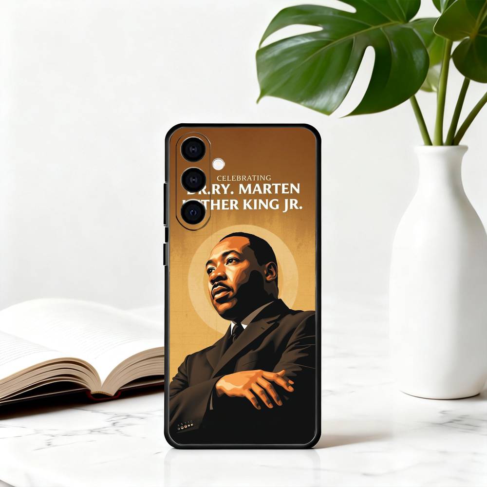 Great M-Martin Luther King Jr Phone Case Black Silicone Soft For Samsung Galaxy A73,A72,A71,A70,A53,A52,A51