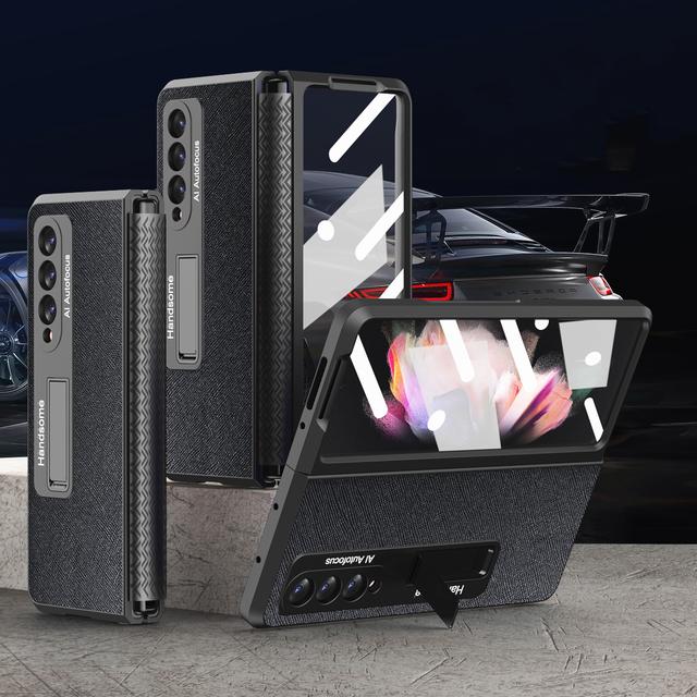 Раздвижной регулируемый шарнирный чехол для Samsung Galaxy Z Fold 4, простой, полная защита, подставка, чехол со стеклом экрана