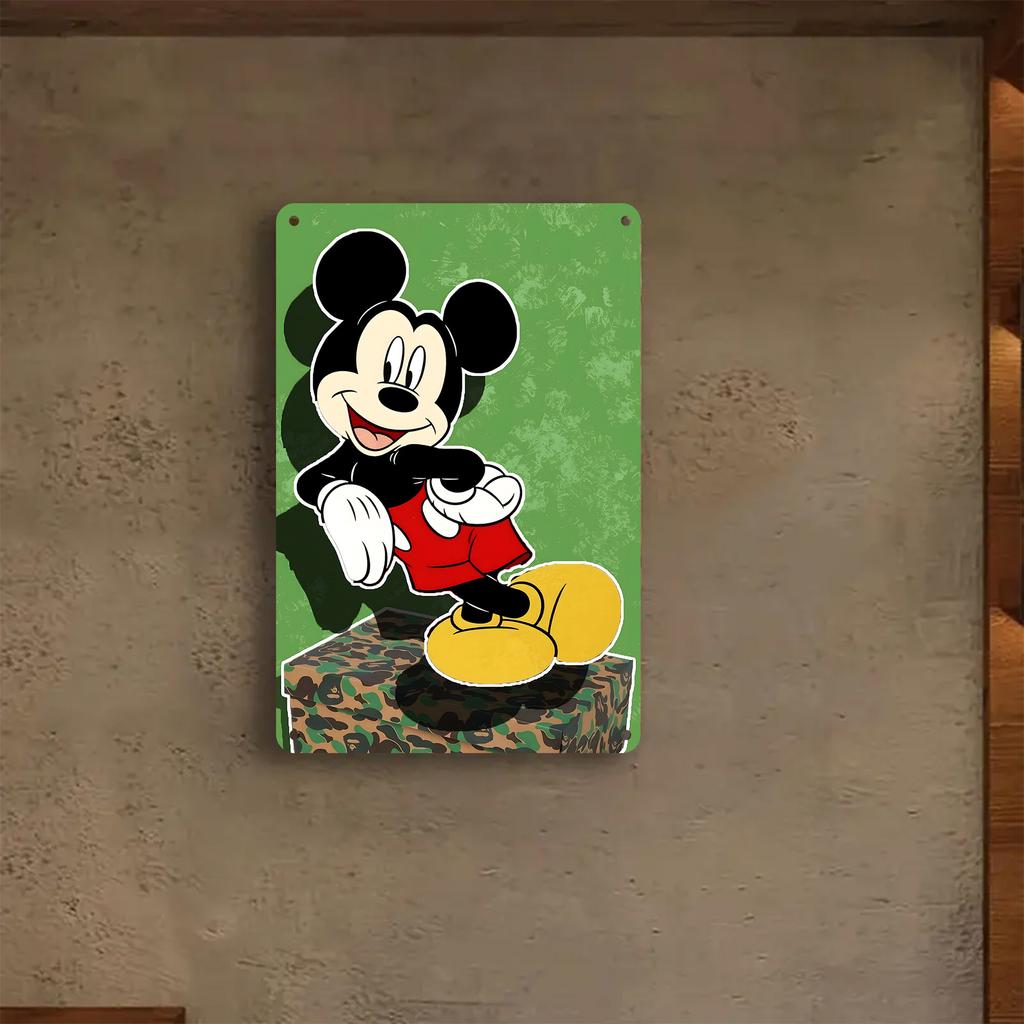 Miniso Mickey Colorful & Creative Bar Metal Sign, Retro Plaque, Sign, Alcohol Drinker, Pub, Club, Kitchen Wall Decoration