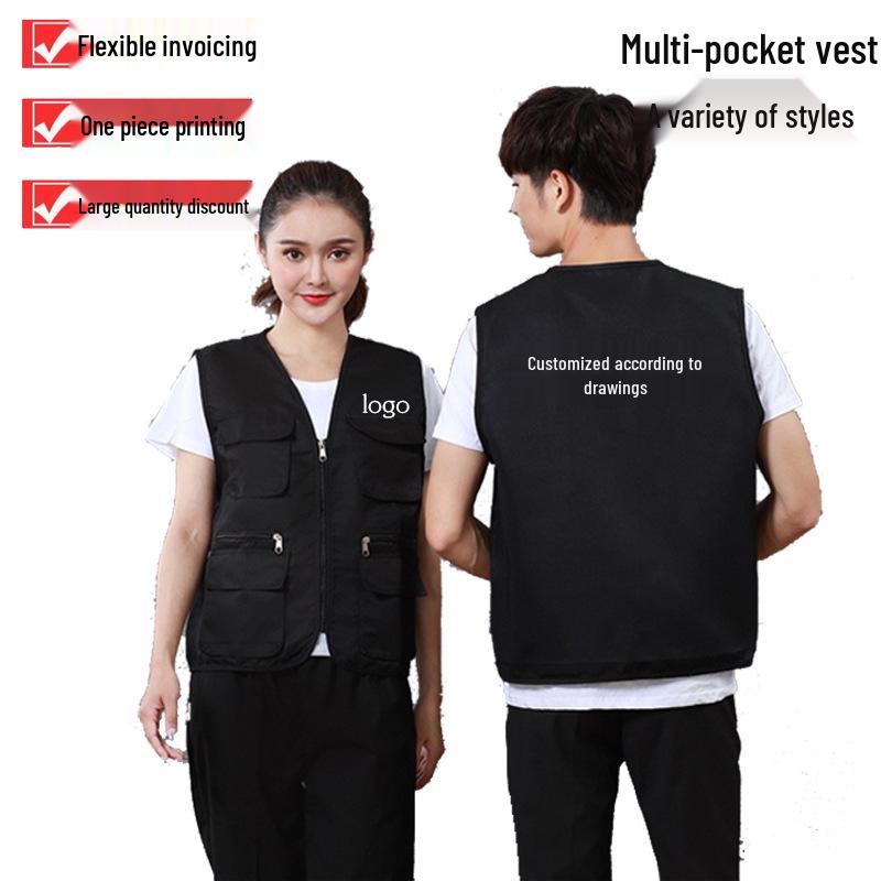 Волонтерский жилет с несколькими карманами и логотипом на заказ для общественных и фотографических мероприятий