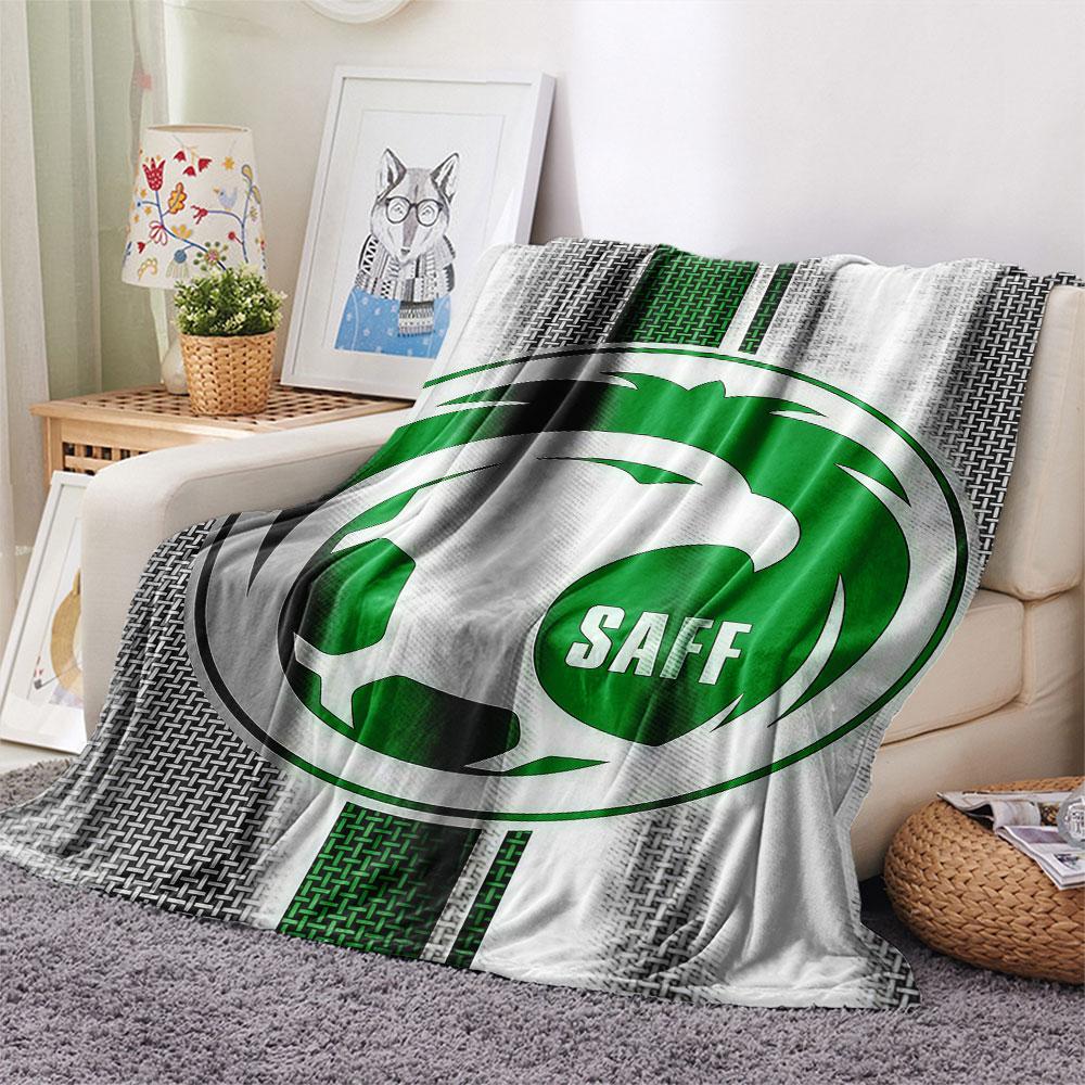 1PC Saudi Arabia National Football Team Patterned Flannel Blanket Suitable For All Seasons for Home Decor Warmth and Comfort Gifts Holiday Present