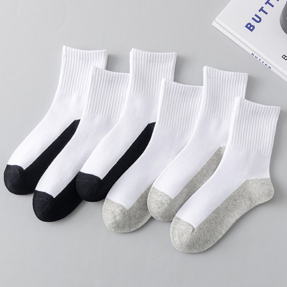 1 Pair Grey Black Sole Children White Socks Solid Color Baby Hosiery Sport Socks Absorbing Sweat Cloth Accessories Spring