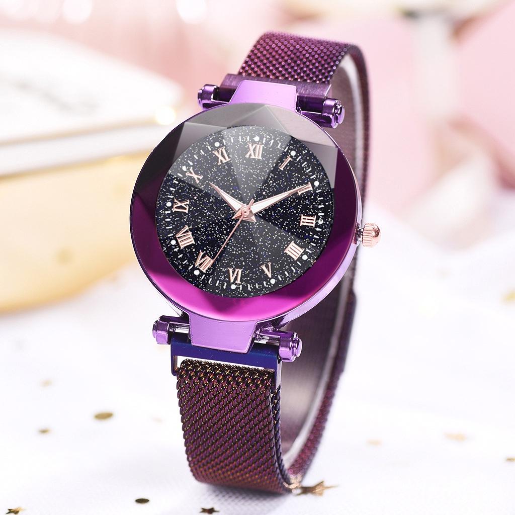 Элегантные женские светящиеся часы «Звездное небо» с римскими цифрами и магнитной застежкой