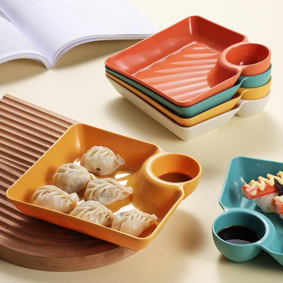 Dumpling Plate Non-slip Stackable Plastic Dipping Saucer Sushi Dish