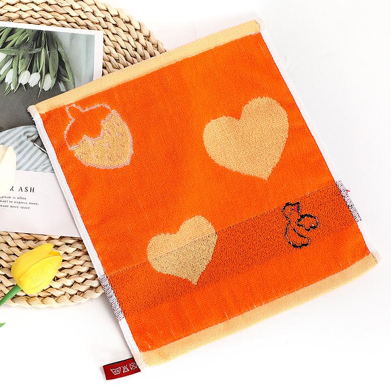 Мультяшное полотенце для рук с жаккардовым рисунком «Щенок и медвежонок», быстросохнущее, 100% хлопок, 25x25 см.