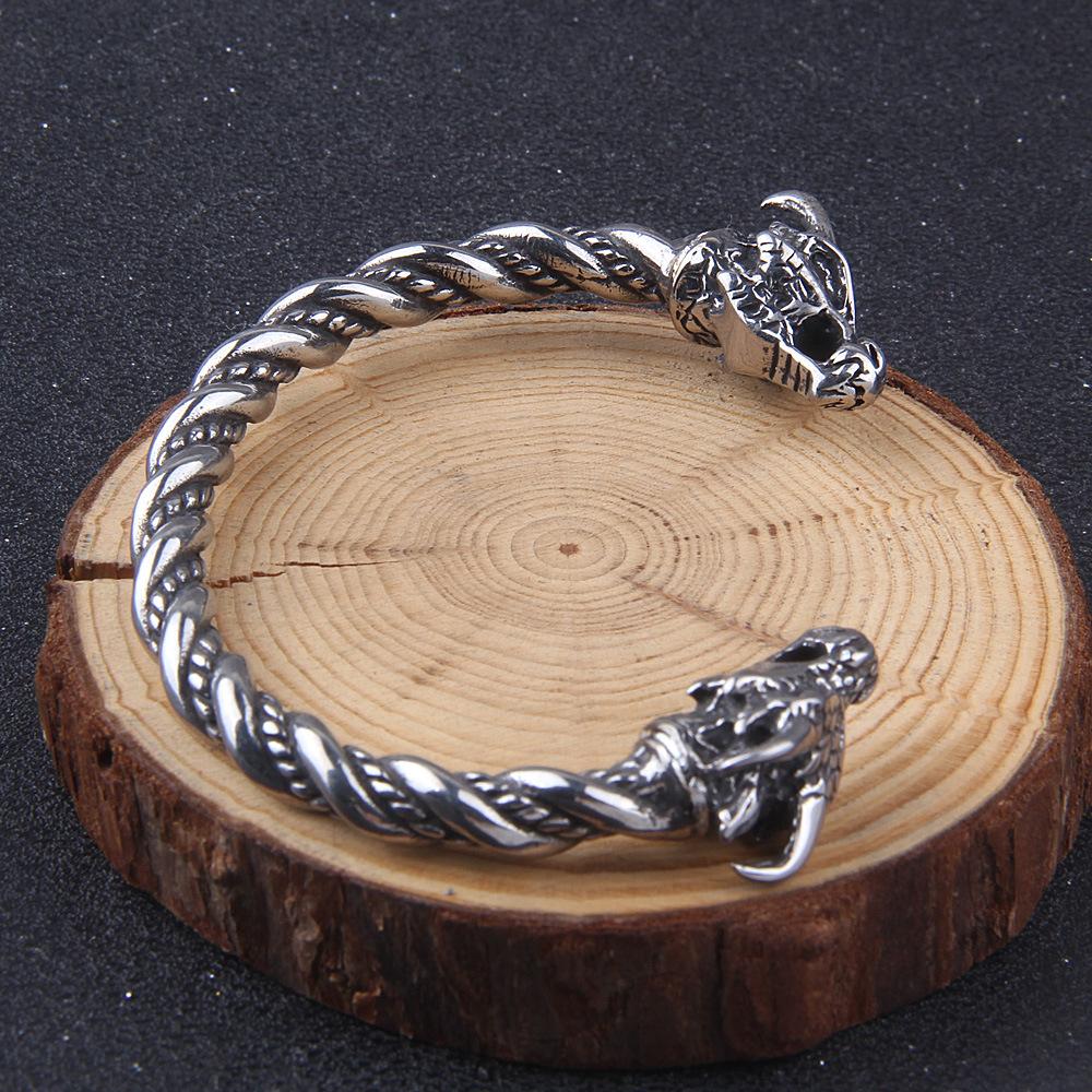 Mens Bracelet Mens Jewelry Silver Bracelet Viking Bracelets Jewelry Set of Dragan Bracelet Wolf Bracelet
