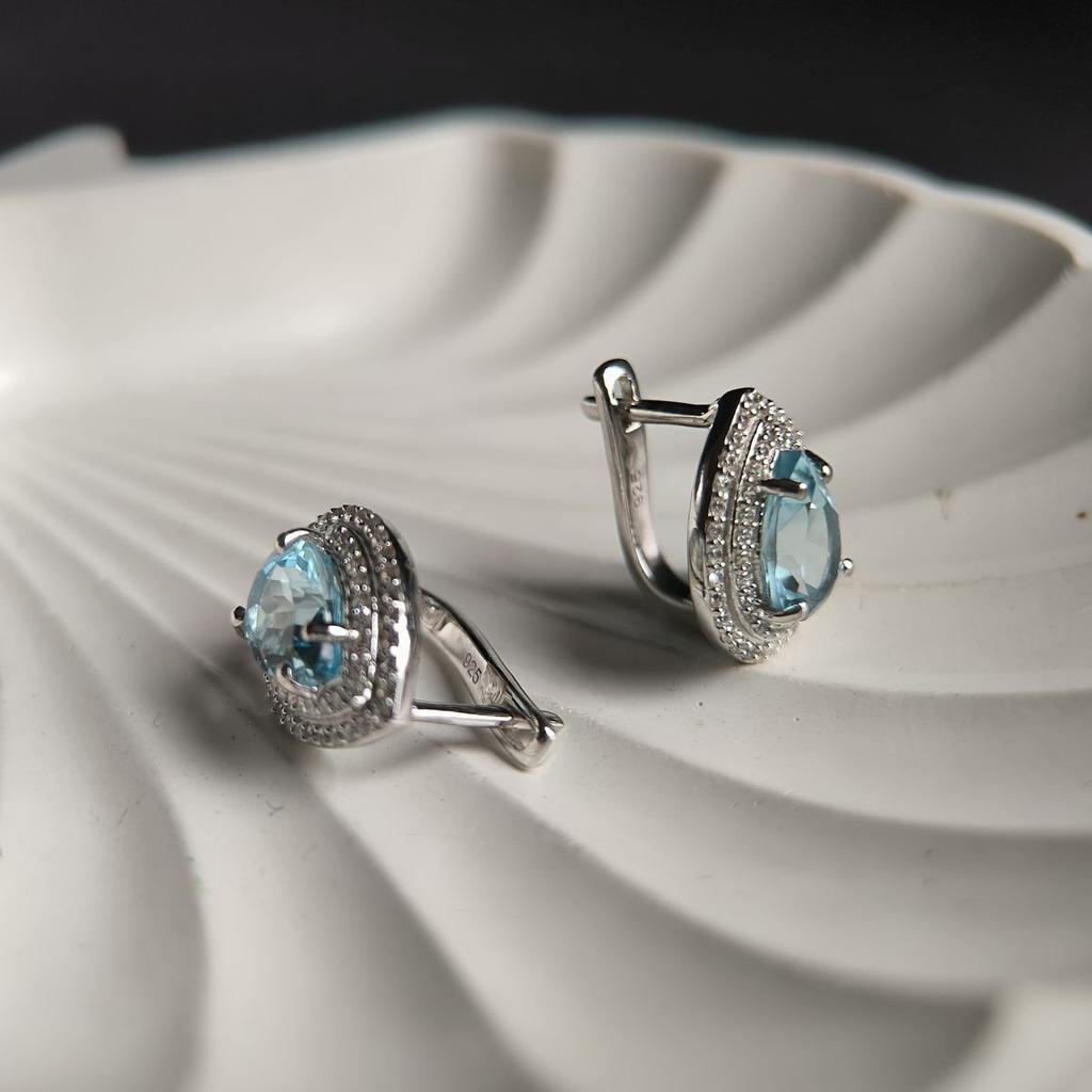 Серебряные серьги с натуральным топазом 5.859ct (2179580)