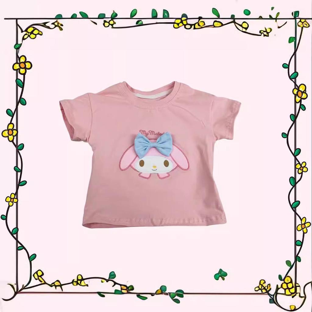 Girls' Kuromi & Cinnamoroll Cartoon T-shirt - Short Sleeve Melody Casual Top