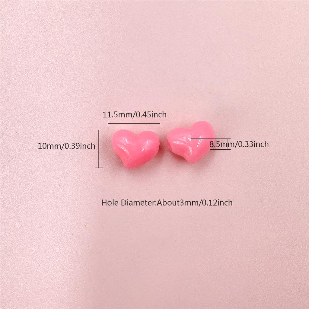 10*11.5mm 20PCS Bracelets Solid Color Fashion Heart Loose Beads for Jewelry Making DIY Necklace Accessories Acrylic Handmade Material Accessories