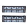 2PCS Dual Row Screw Terminal Strip Fixed High Current Terminal Blocks with Cover 600V 25A 8