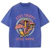 Летние женские хлопковые стираные футболки Stay Trippy Little Hippie Mushroom Printed Streetwear Свободная винтажная женская одежда с круглым вырезом