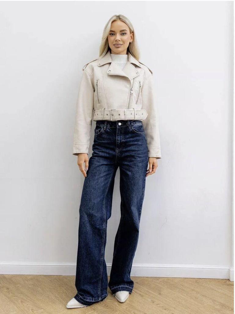 Мотоциклетная куртка из искусственной кожи европейско-американского стиля осень/весна 2025