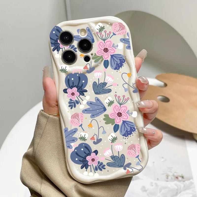 Чехол «Золотые цветы лотоса» для RENO 15F 14 15 PRO 14F 13F 12F 11F 11 12 Pro OPPO A6 A5 PRO A6X Мягкий Мягкий Силиконовый Волнистый Боковой Чехол