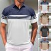 Мужская полосатая футболка с коротким рукавом, футболка с лацканами, дышащая хлопковая смесь, повседневный топ