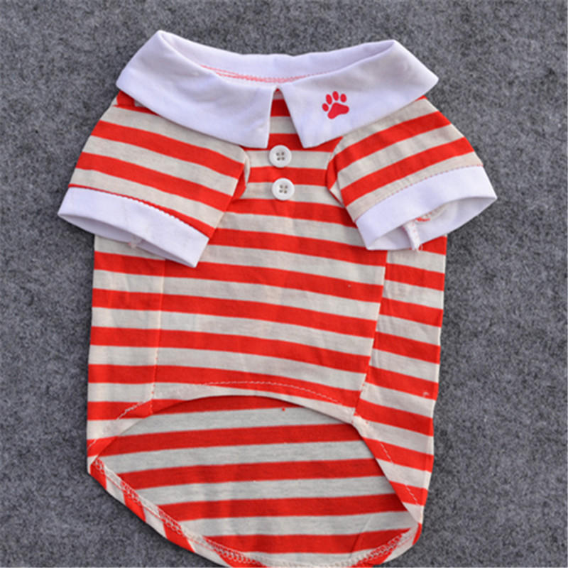 Pet Clothing, Cotton Classic Striped Shirt Polo Shirt, Summer Clothes, Lapel T-shirt