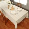 Vintage Country Hollow Woven Tablecloth Household Rectangular Dining Table Cloth Lace Fringed Table Mat