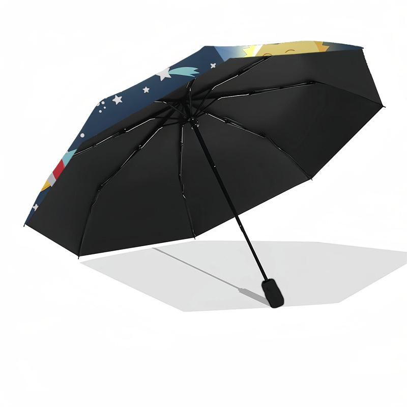 1pc Space Adventure: Rockets, Planets, Astronauts, Stars Umbrella with Plastic Handle,Suitable for All Seasons UmbrellaPT524