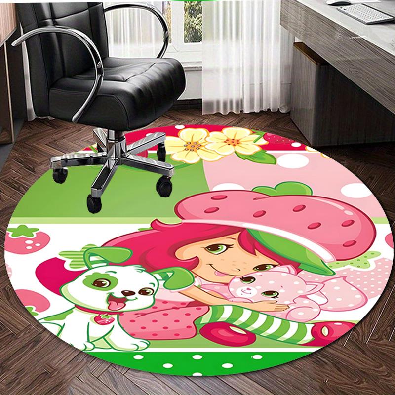1pc Princess Strawberry2 Carpet, Round Rug, Comfortable, Suitable for Entryways, Living Rooms, Office, And Bedrooms, Christmas Decoration