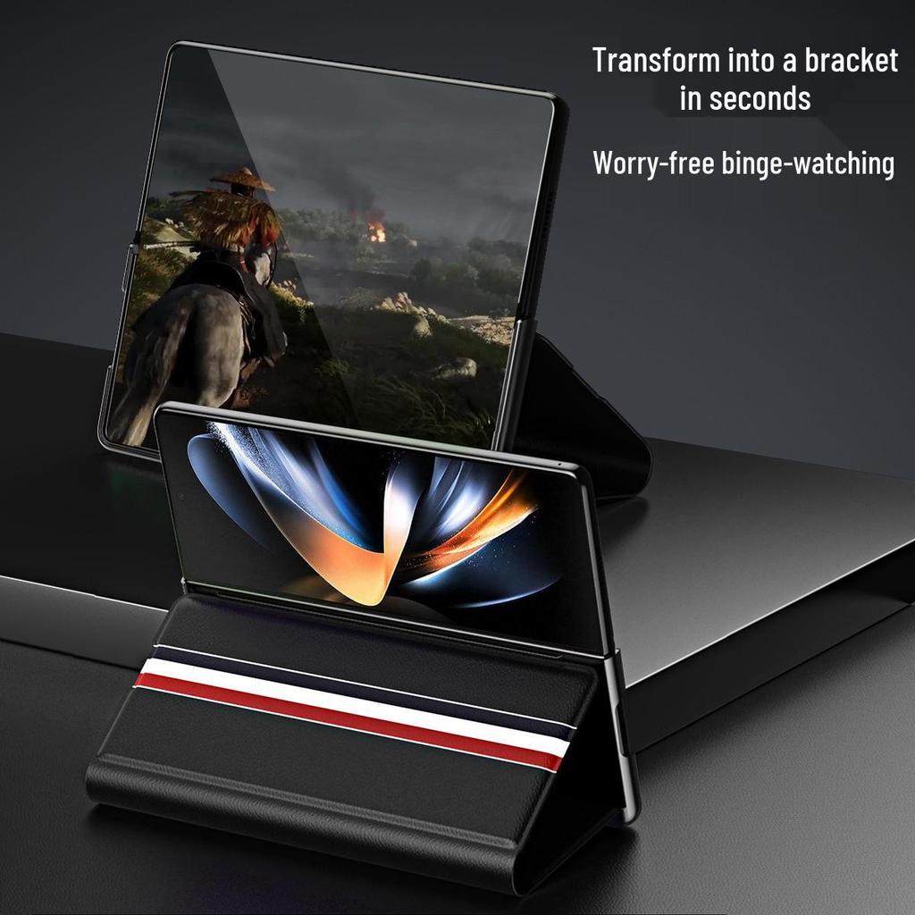 Совместимый чехол для Samsung Z Fold7 с карманом для карт - Полное покрытие, противоударная кожа для Z Fold5/4/3/2