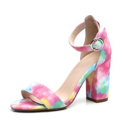 Разноцветные свадебные женские летние сандалии, пикантные квадратные туфли на высоком каблуке, элегантные и шикарные модные офисные женские туфли для вечеринок