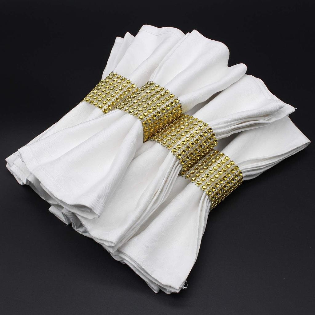 50pcs Napkin Rings, Rhinestone Napkin Rings Diamond Adornment for Place Settings, Wedding Receptions, Dinner or Holiday Parties, Family Gatherings