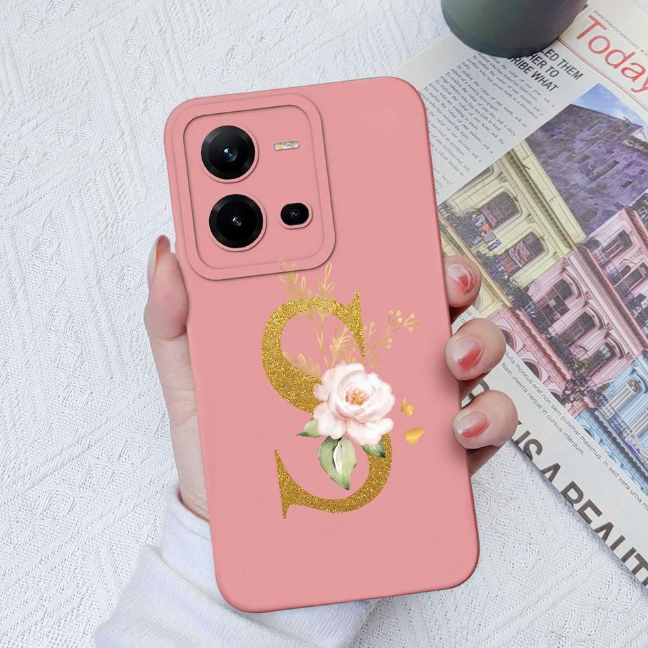 Чехол для телефона Vivo Z1X Z3X Z5X Z5i Z1 Pro Z1i Lite V9 Youth X50 Lite, модный противоударный чехол с цветочными буквами, жидкий силикон для бампера Vivo