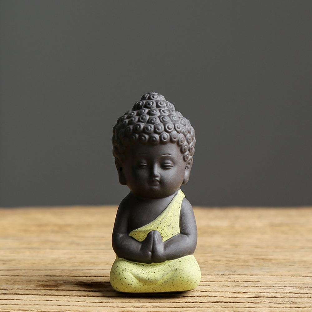 Chinese Style Buddha Statue Cute Sitting Statues Garden Accessories Mini Monk Figurines Tea Play