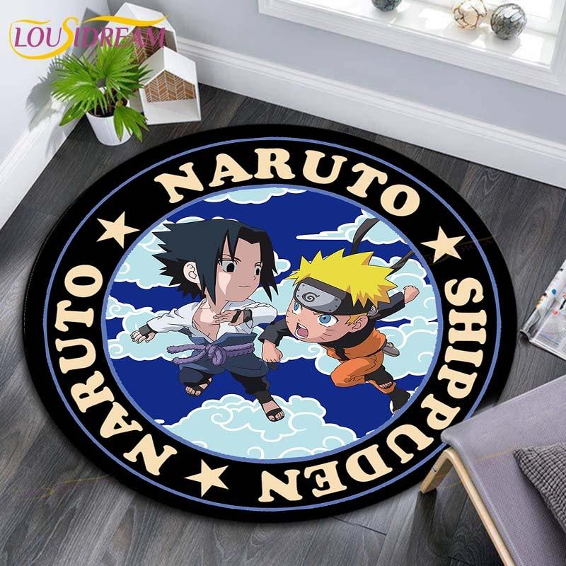 Круглые коврики с рисунком Наруто, геометрические противоскользящие напольные коврики для гостиной, декор для комнаты, домашние коврики, коврик для игр в стиле Наруто, детский коврик