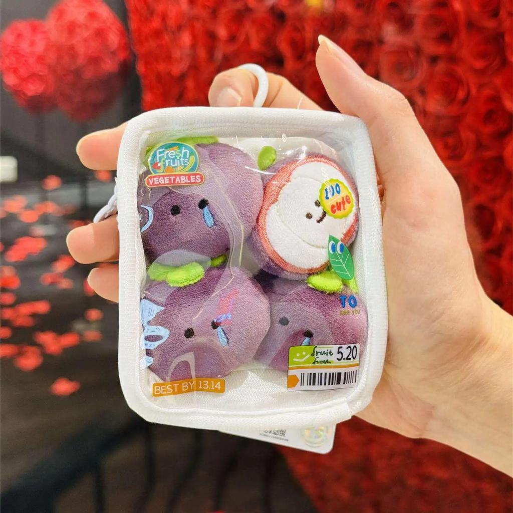 Cartoon Fruit Vegetable Plushies Mini Pendant Set Simulated Fresh Food Packaging Funny Small Gift Friends Collectible Bag