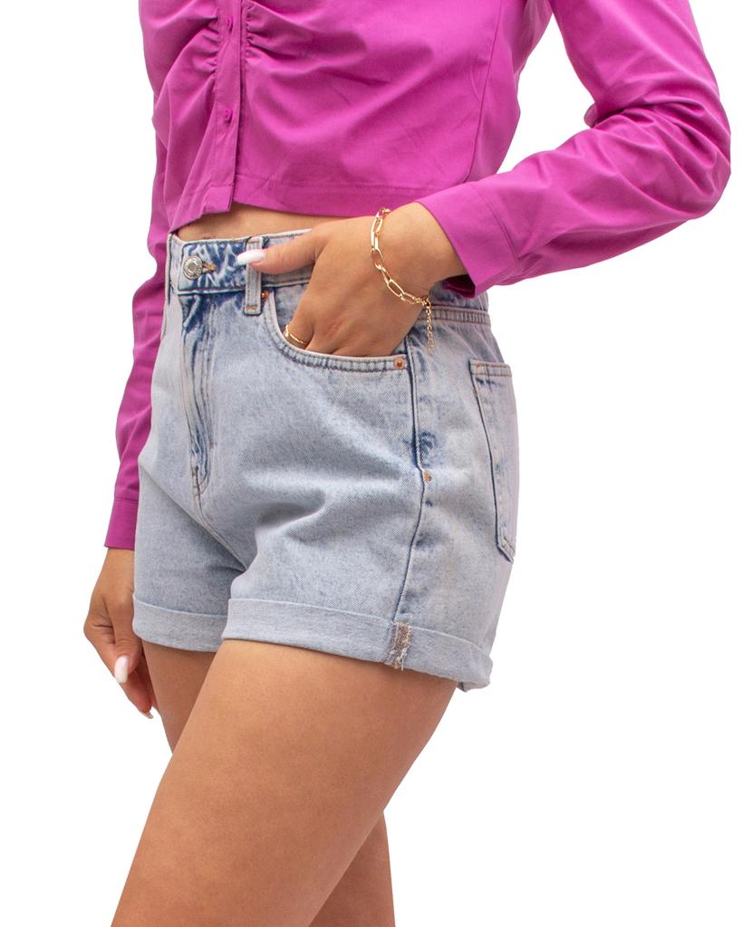 Krótkie Spodenki Jeansowe Damskie Dżinsowe Mom Fit Bermudy Jasne 36 S Firi
