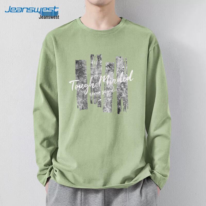 Мужская хлопковая футболка с длинным рукавом и круглым вырезом Jeanswest