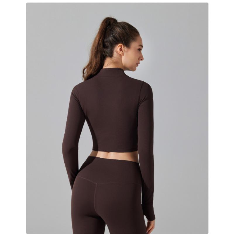 Женский осенний топ для фитнеса с длинным рукавом на молнии для занятий йогой