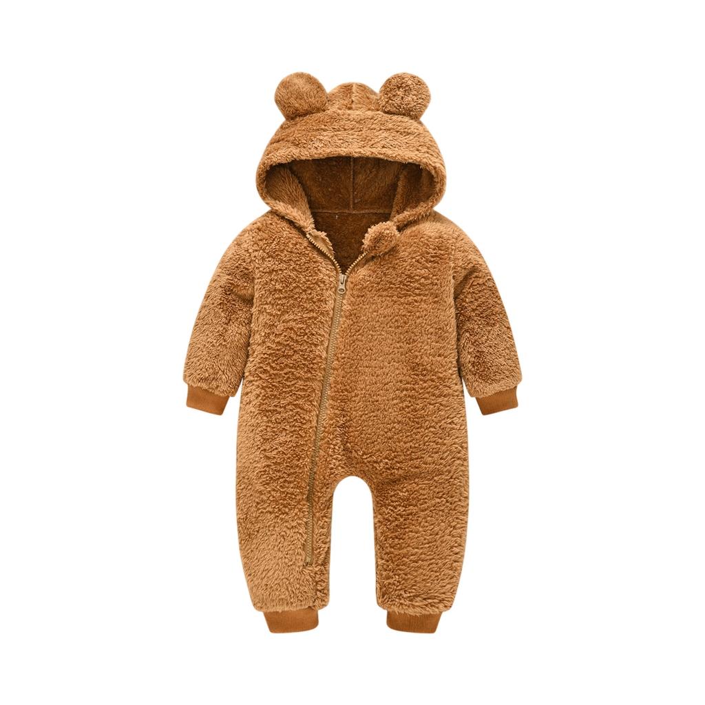 Детский ромпер с капюшоном - Зимний наряд с ушками, цельный