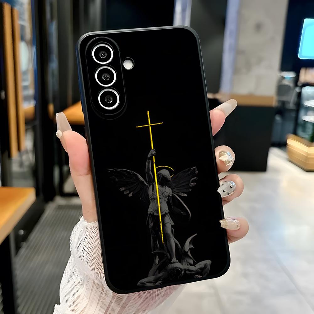 Чехол для телефона 'Крест Архангела Михаила' для Samsung A25 A13 A33 5G A54 A36 A35 A56 A52 A14 Ударопрочный Мягкий Чехол