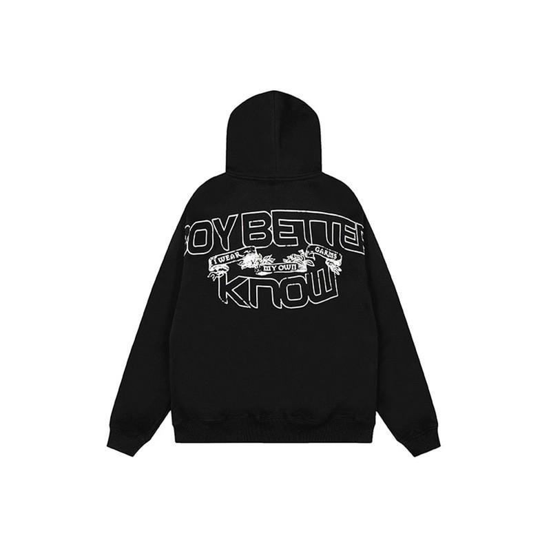 Men Women Streetwear Hooded Zip-Up Sweatshirt Jogger Pants Set Cotton Casual Outfit