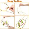 3 Pressed Flowers Glass Frames,Small Brass Floating Frame with Chain,Clear DIY Handmade Home Wall Decor for Displaying Artwork Dried Plant Specimen