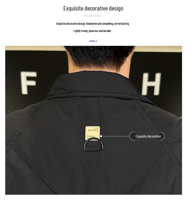 Мужская легкая клетчатая пуховая куртка в корейском стиле с отложным воротником