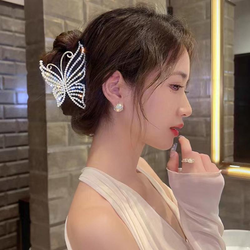 Элегантная заколка для волос в форме бабочки Зажим в виде акулы Большой зажим для волос Головной убор