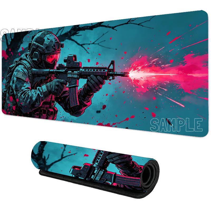 Soldier Warrior Mouse Pad Rubber Non-Slip PC Computer E-Sports Game Desk Mat Large Keyboard Pad Durable Mat Office Gaming Mat