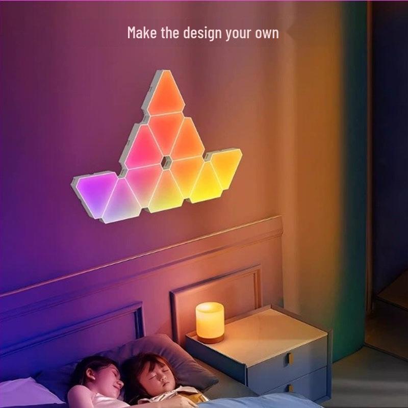 Smart WiFi LED Triangle Quantum Light: Customizable, Sound-Activated Decorative Light for eSports Rooms