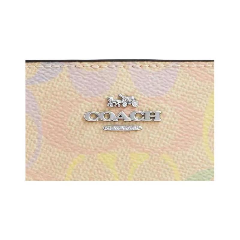 Coach Кошелек на кнопке 9 кнопок Окно для ID Кошелек из покрытого холста Женский Разноцветный multicolor