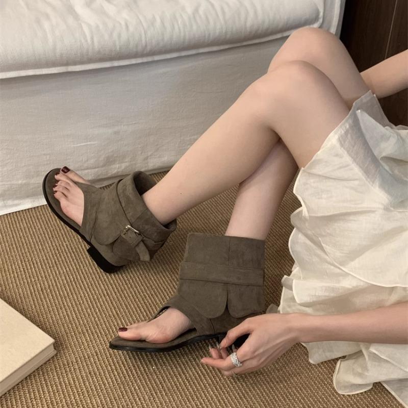 Нишевый блогер-интернет-знаменитость с характером дышащие римские сандалии женские повседневные шлепанцы ботильоны на плоской подошве крутые ботинки